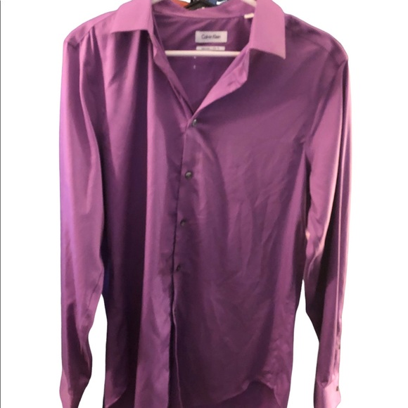 Calvin Klein Men’s. Slim fit Button down shirt non-iron 34/35 151/2 Purple - Picture 1 of 6
